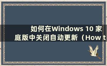 如何在Windows 10 家庭版中关闭自动更新（How to shutdown Windows 10 家庭版中的自动更新）